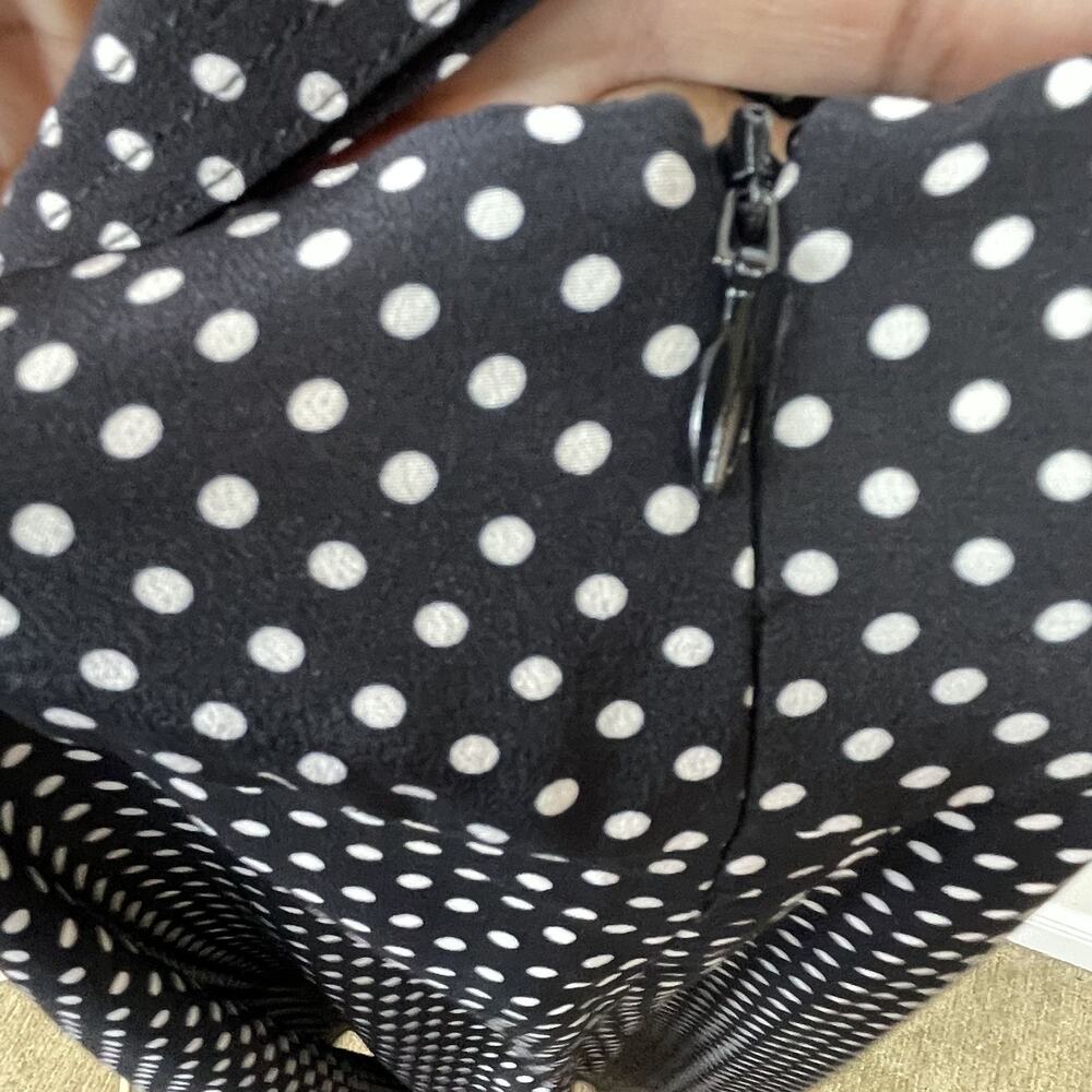 AYR Silk faux wrap Black and White Polka Dot Midi Dress - Picture 11 of 14